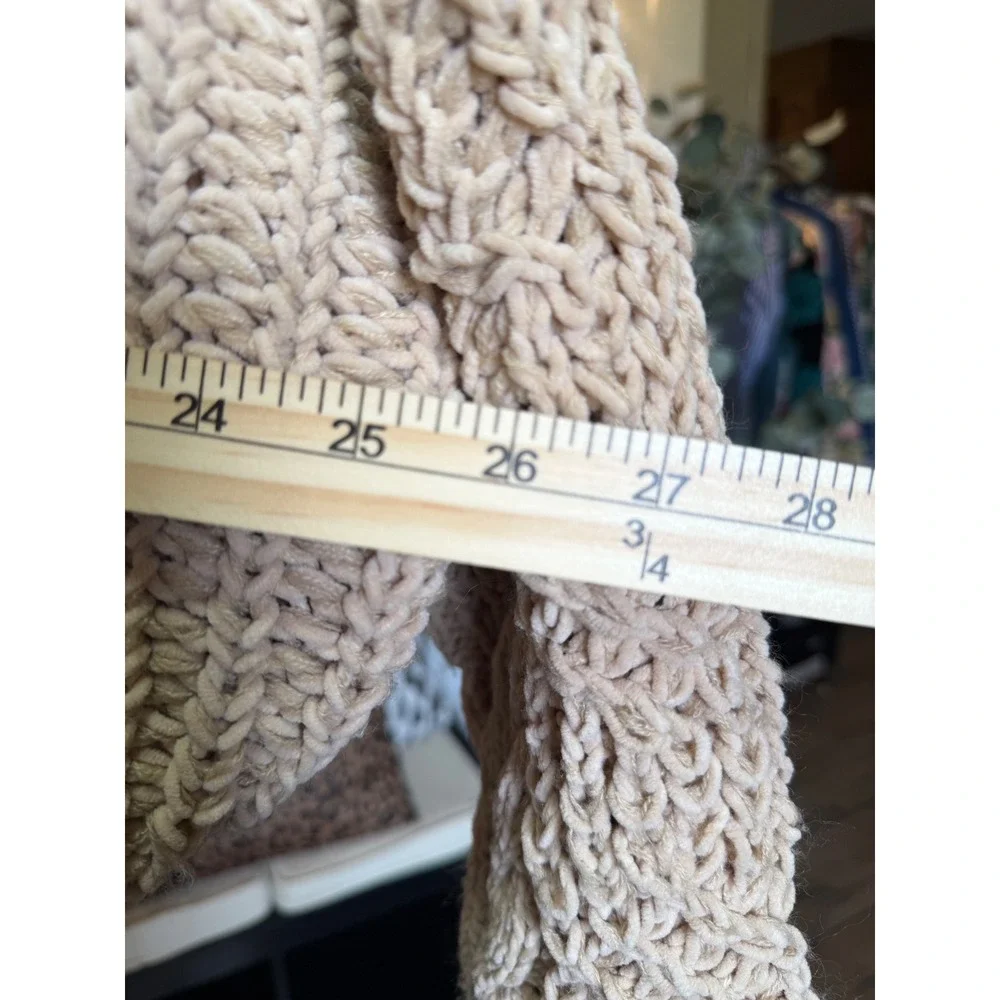 POL BST601 Beige Cable Knit Mock Neck Cropped Sweater Mens Medium - Picture 3 of 6